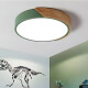 Luminaria Luz Fria Plafon Led Diám 30cm Metal Y Madera Verde