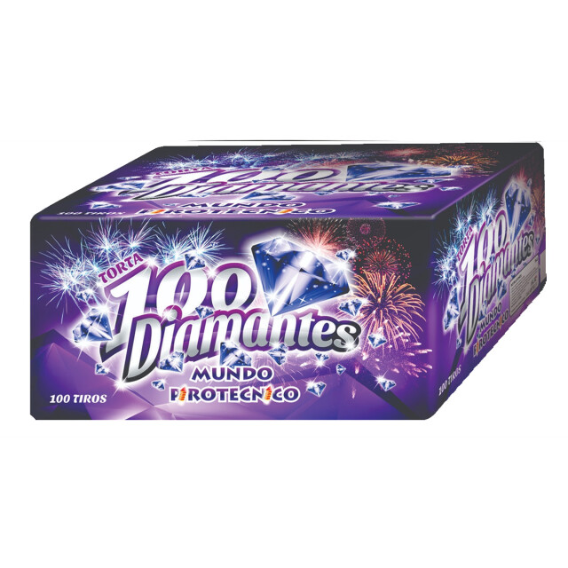 TORTA MUNDO PIROTECNICO 100 Tiros 100 DIAMANTES