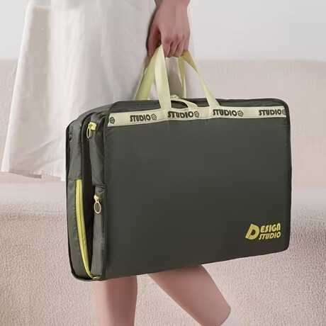 Organizador de equipaje plegable con divisiones, asas y broche – Bolsa de viaje Verde