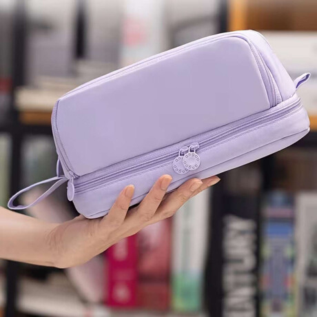 Cartuchera grande con asa y bolsillo inferior 21x12x9cm Lila
