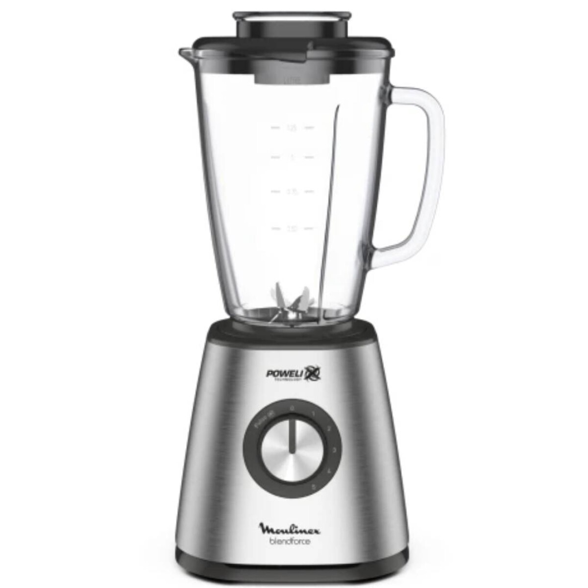 Licuadora Moulinex De Acero Inox Con Jarra Vidrio 5 Velocidades 800W - Color Plateado 