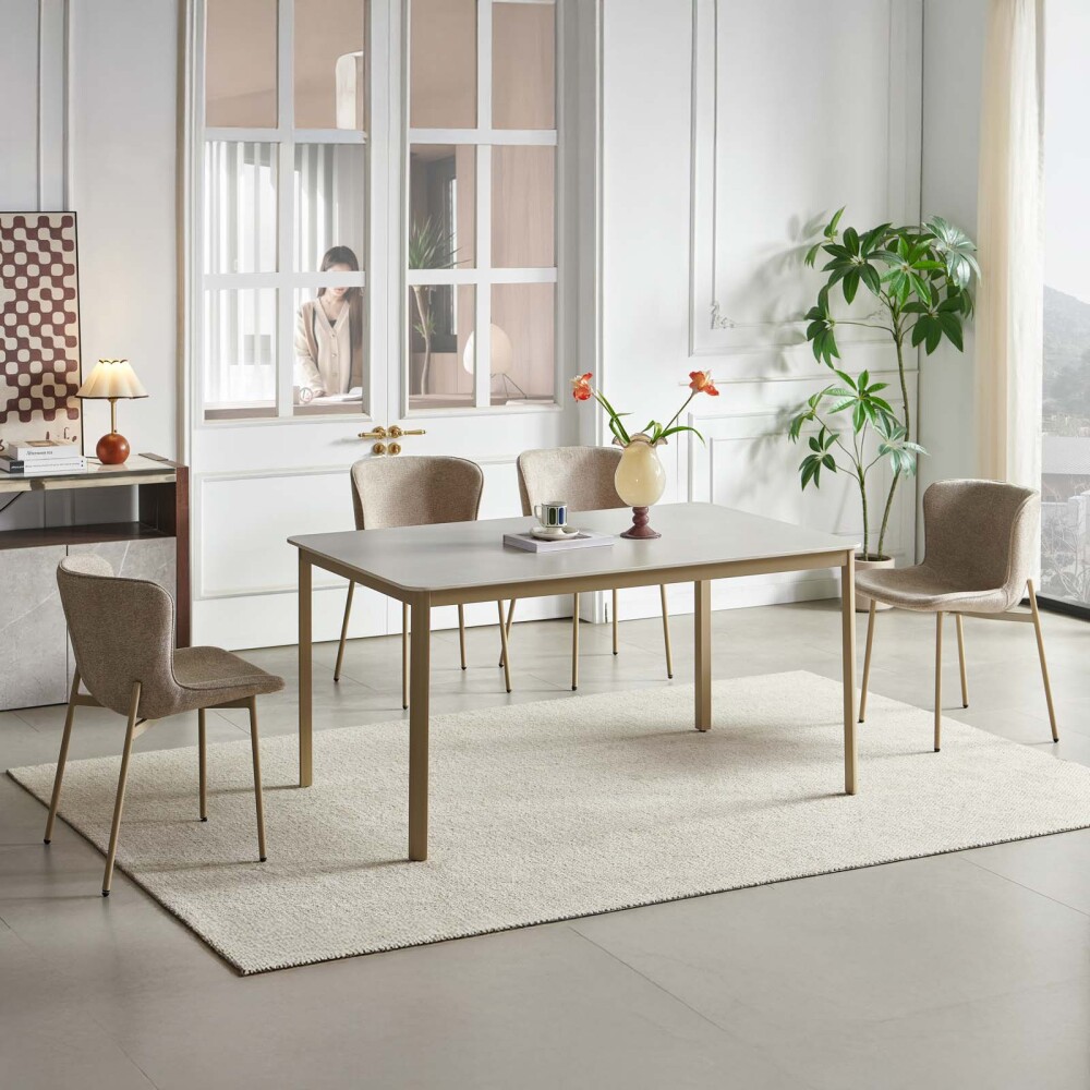 JUEGO DE COMEDOR METAL-Y-PIEDRA YANN