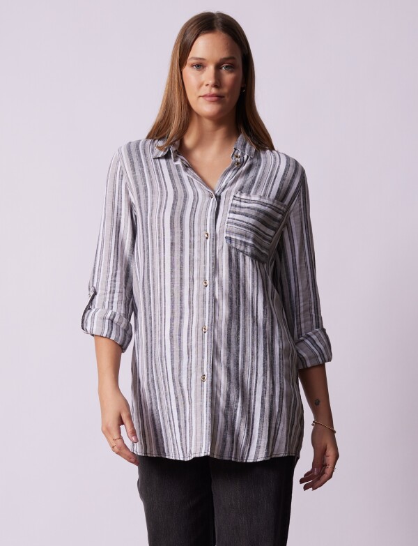 Camisa Lino Lineas GRIS/MULTI