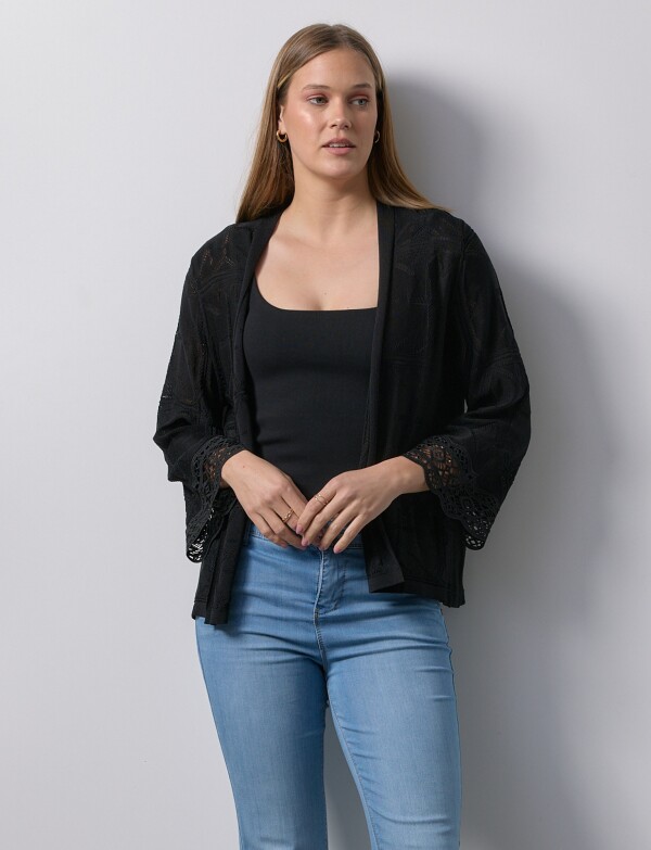 Cardigan Calado NEGRO