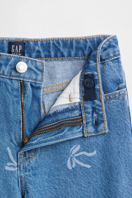 Jean Wide Tiro Alto Niña Medium Wash