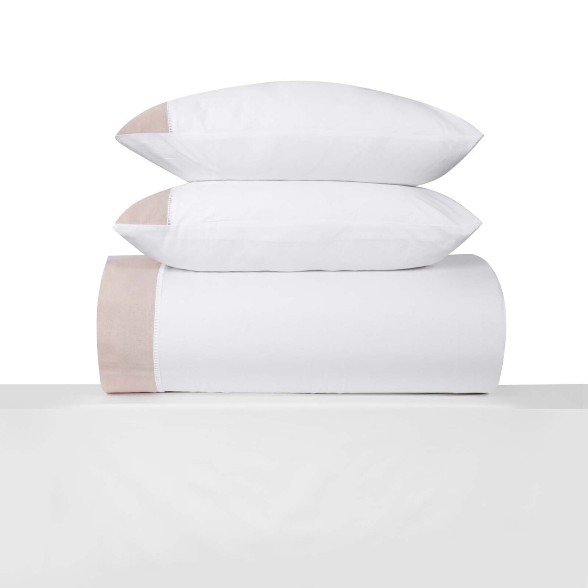 JUEGO DE SABANAS 180 HILOS - QUEEN ALGODON NATURAL-BEIGE GUARDA DE LINO BEIGE 