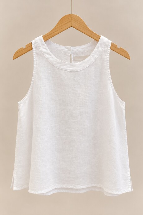 Musculosa Pat Lino Blanco