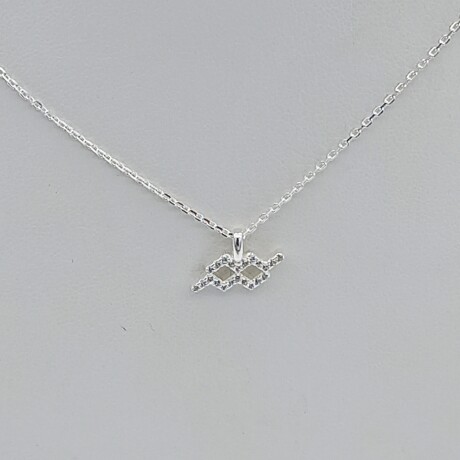 Conjunto de cadena de plata 925 y dije con circonias, ACUARIO. Conjunto de cadena de plata 925 y dije con circonias, ACUARIO.