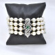 Pulsera En Oro 18K Blanco, Perlas De Cultivo , Esmeralda Y Brillantes Pulsera En Oro 18K Blanco, Perlas De Cultivo , Esmeralda Y Brillantes