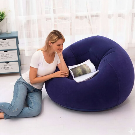 Sillón Puff Inflable Con Respaldo Interior Exterior Azul