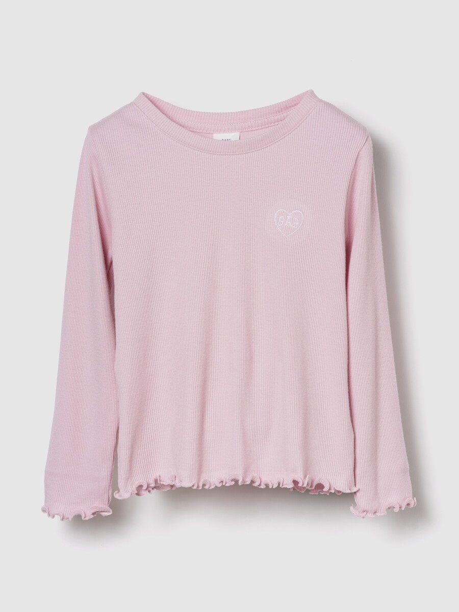 V-JPN LS LOGO RIB TEE - PURE PINK 