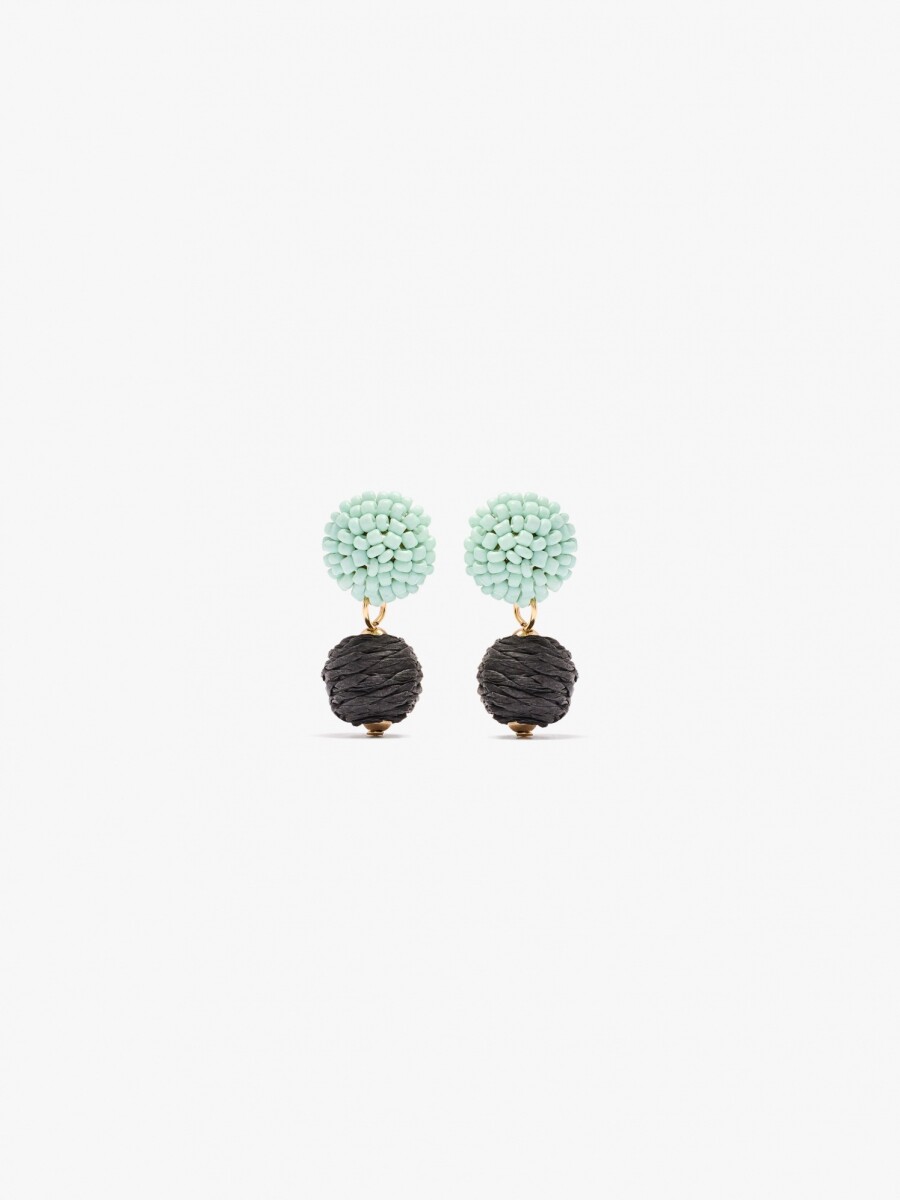 Pendientes Con Esferas Efecto Rafia multicolor
