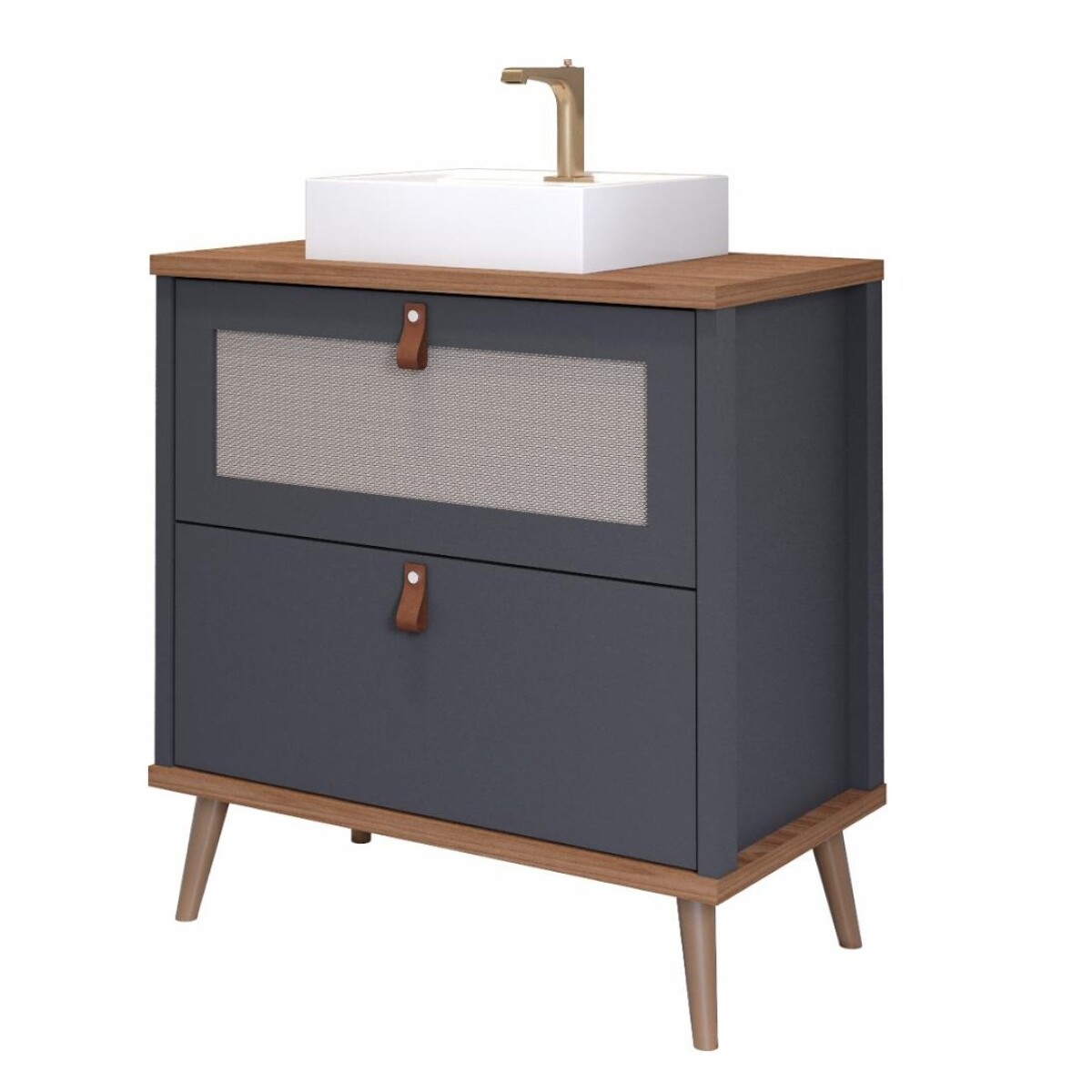 Mueble De Baño Mgm Veneto De Mdf Gris Con Bañera, 60 Cm 