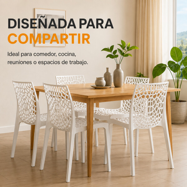 Silla Comedor ComboHome Gruvyer Pack X4 Blanco 1