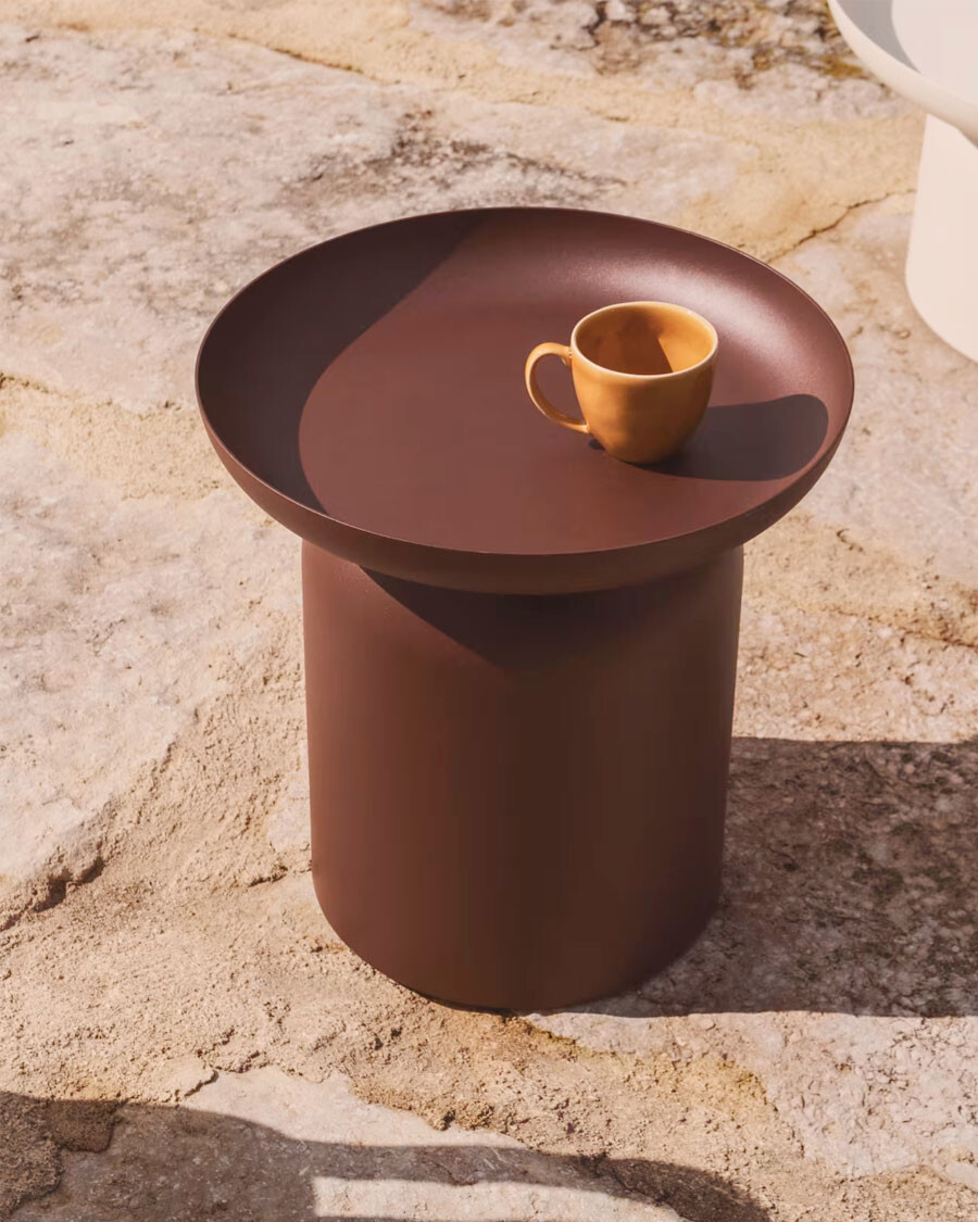 Mesa auxiliar Arcola de aluminio marrón Ø45 cm