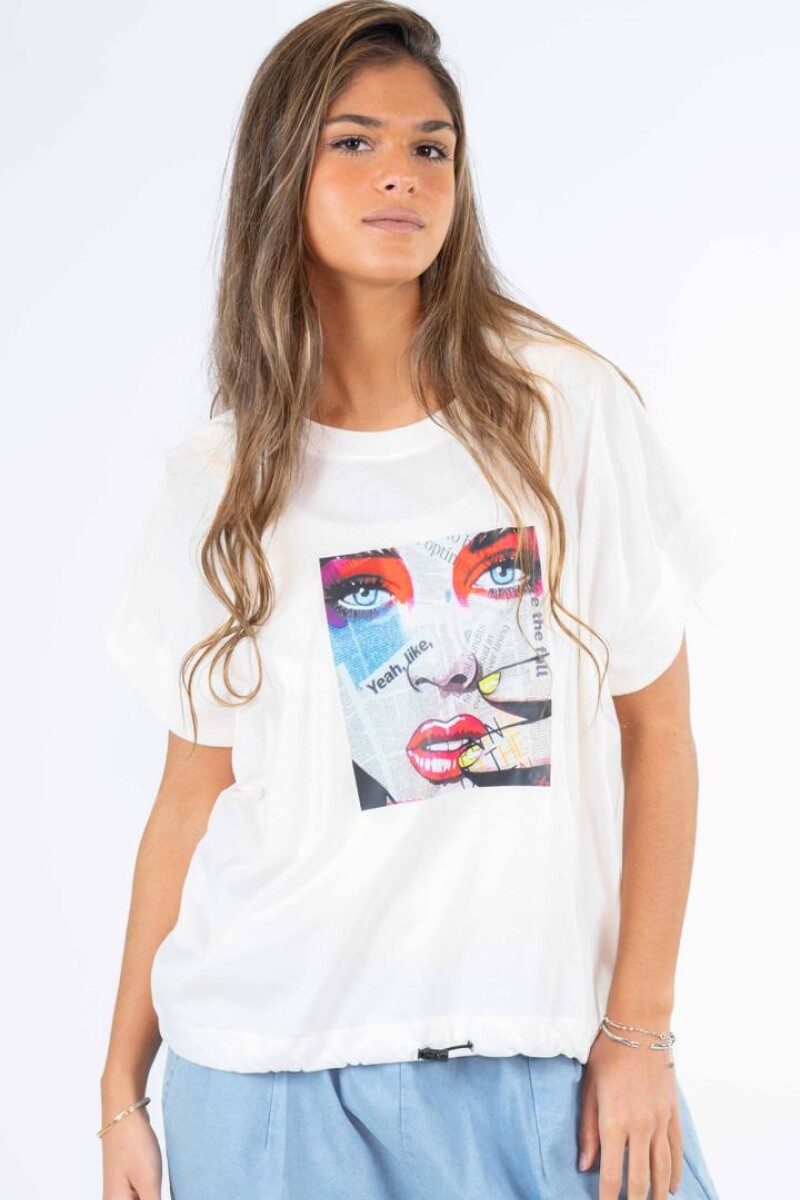 Remera Mujer periódico Blanco