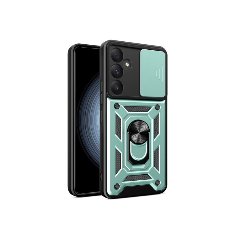 Protector Samsung Galaxy A35 con cubre cámara y anillo color verde Protector Samsung Galaxy A35 Con Cubre Cámara Y Anillo Color Verde