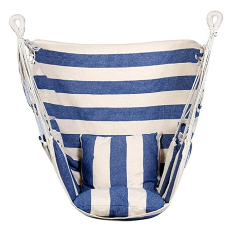 Hamaca Paraguaya Sillón Colgante Colores C/Almohadón Azul-Blanco