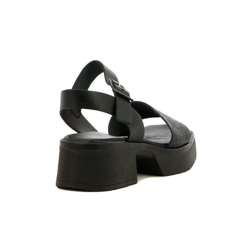 Country Sandalia Dama Tira Ancha C/suela Taco Negro