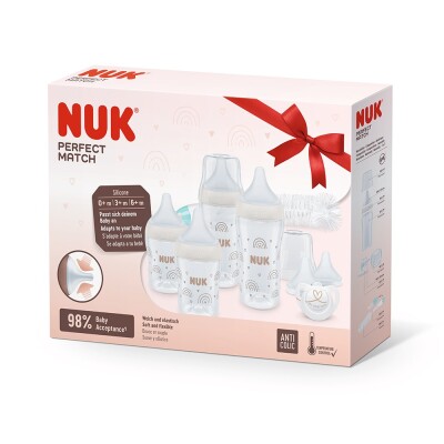 Set Nuk Perfect Match Biberon + Chupete + Cepillo Limpiador Set Nuk Perfect Match Biberon + Chupete + Cepillo Limpiador