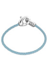 PULSERA DE CUERO AZUL CON MOSQUETÓN ENTRELAZADO BAÑADO EN PLATA Pulsera