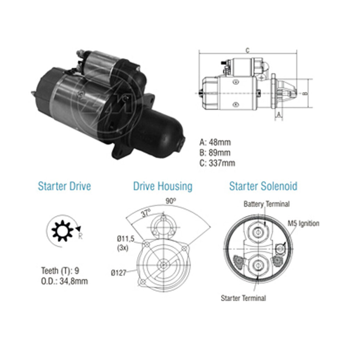 ARRANQUE MERCEDES BENZ ARRANQUE M. BENZ TRUCK 12V JF 9D S/BOSCH ZM 