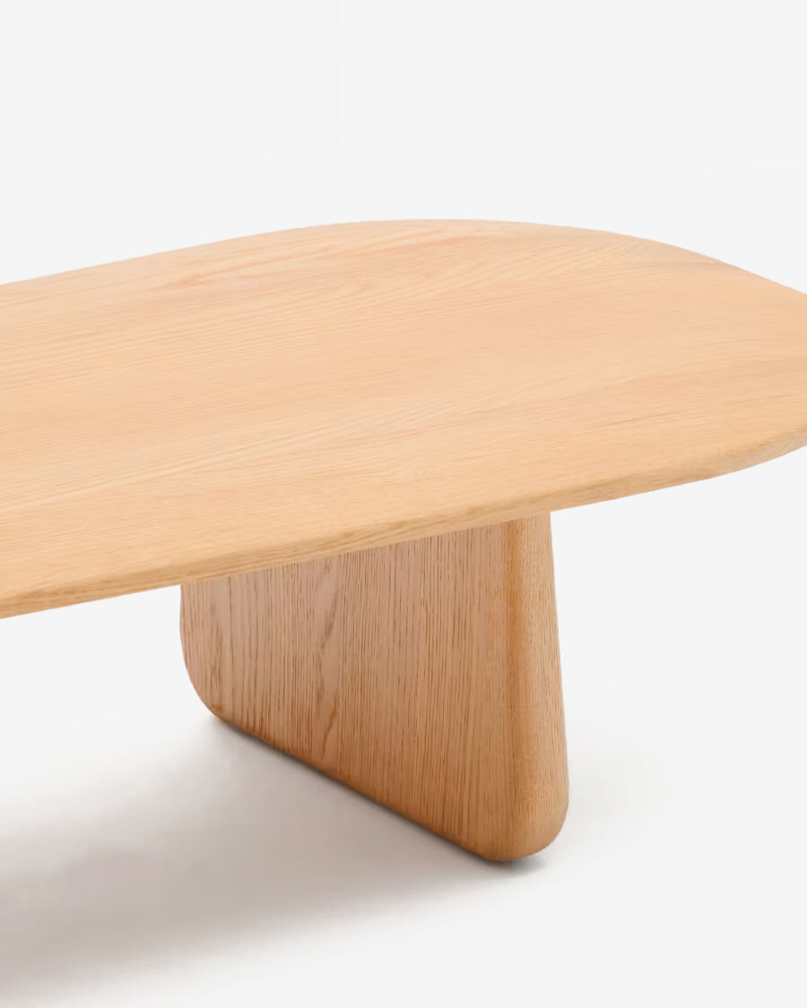 Mesa de centro Pirita de madera maciza de roble con acabado natural 146 x 56,5 cm FSC 100%