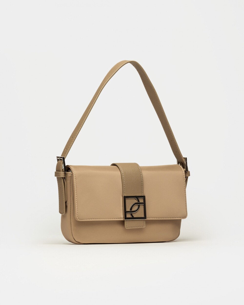 Cartera al hombro Signature en nylon Taupe