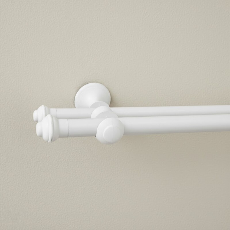 Barrote cortina doble de metal 2 Metros + 2 Soportes BLANCO