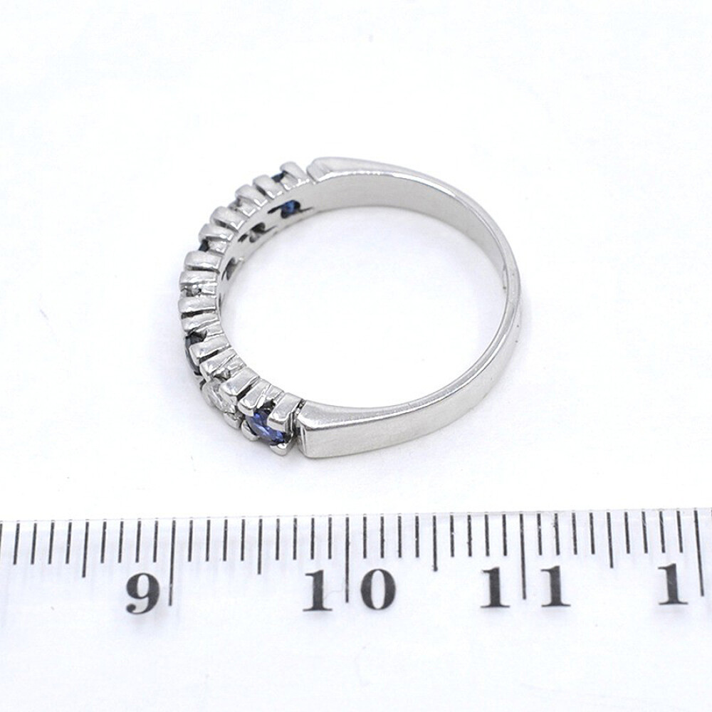 Anillo En Oro 18K Blanco Con Brillantes Y Zafiros Anillo En Oro 18K Blanco Con Brillantes Y Zafiros