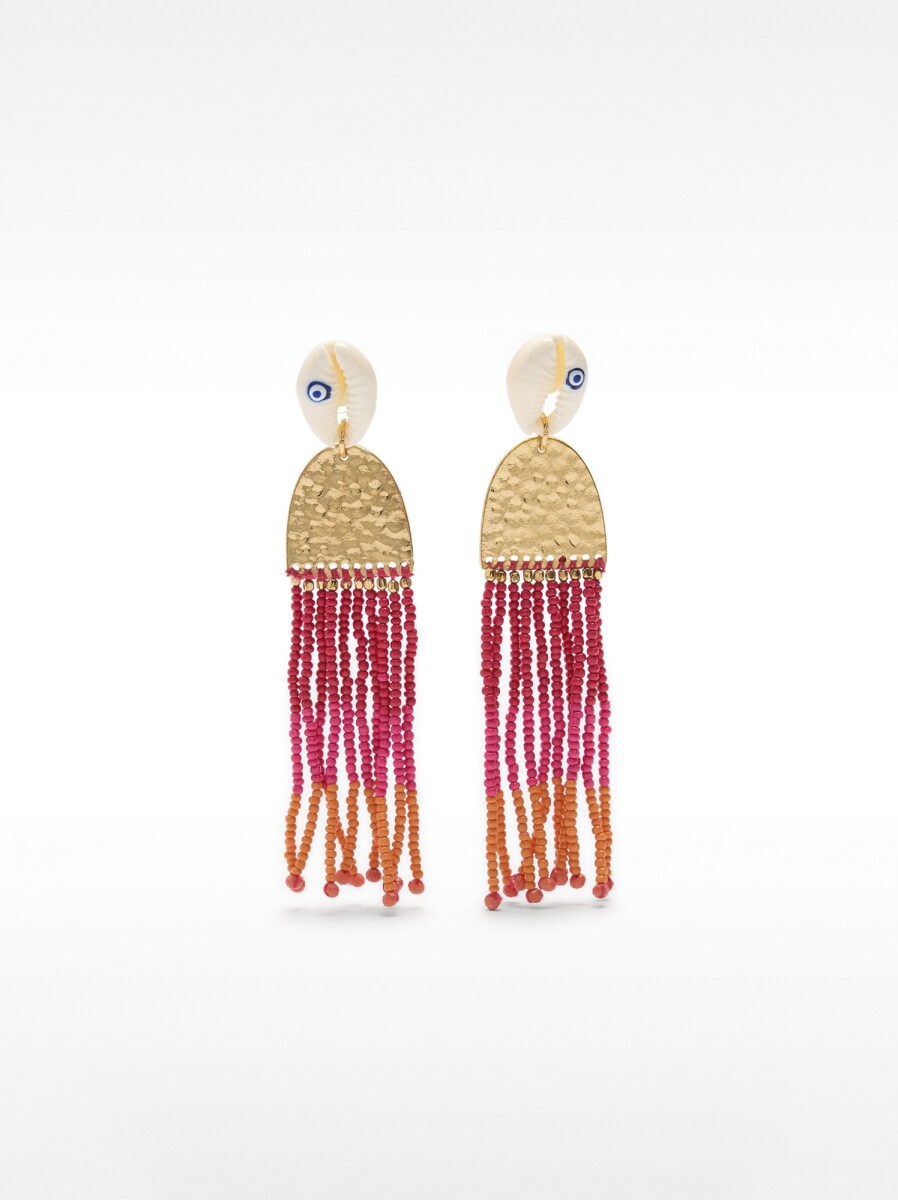Pendientes Con Conchas Y Cuentas - multicolor 