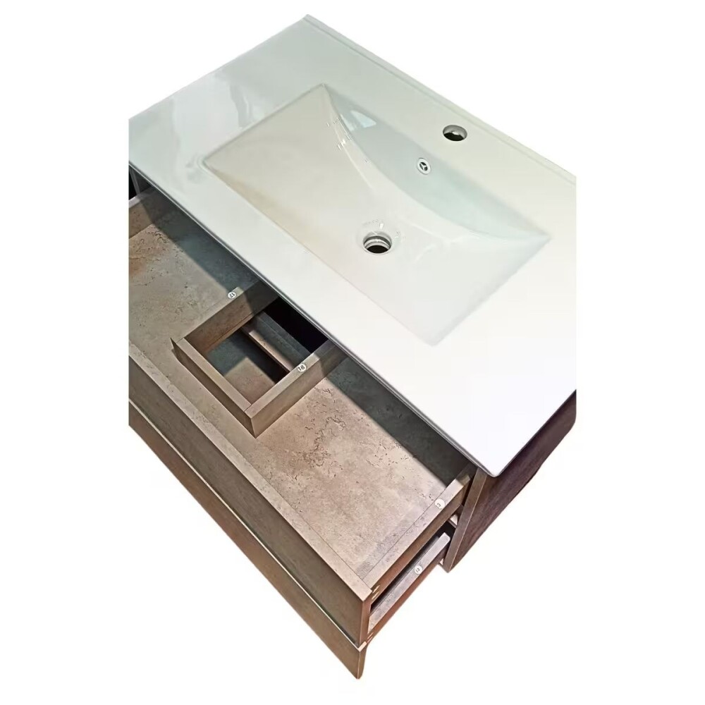 Mueble de baño suspendido Gris Claro 60 cm con bacha de loza Mueble De Baño Suspendido Gris Claro 60 Cm Con Bacha De Loza