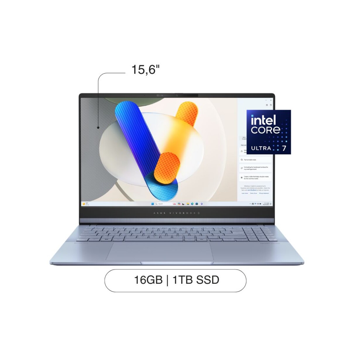 Notebook ASUS Vivobook S 15,6' OLED 3K 1TB / 16GB Intel Core Ultra 7-155H W11 