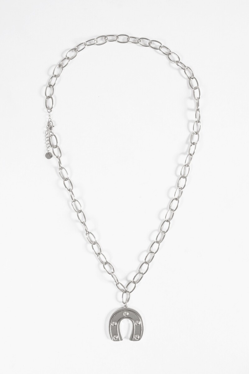 Collar cadena doble herradura plateado