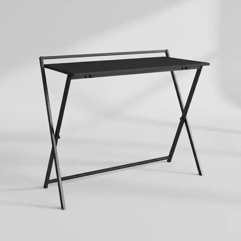 Escritorio Plegable color grafito y patas en metal color negro Escritorio Plegable color grafito y patas en metal color negro