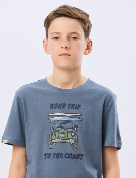 REMERA ESTAMPADA DE ALGODÓN Piedra