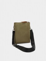 Bolso Bandolera Doble De Nylon caqui