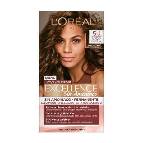 Tintura Para Cabello L'Oréal Paris Excellence Nudes No Amoniaco 5U Castaño Claro Universal Tintura Para Cabello L'Oréal Paris Excellence Nudes No Amoniaco 5U Castaño Claro Universal