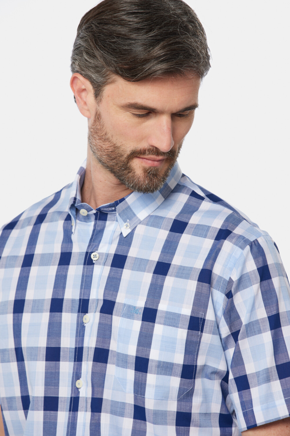 CAMISA A CUADROS Celeste