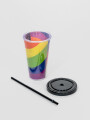 Vaso Con Tapa + Sorbito Arcoiris Estampado 1