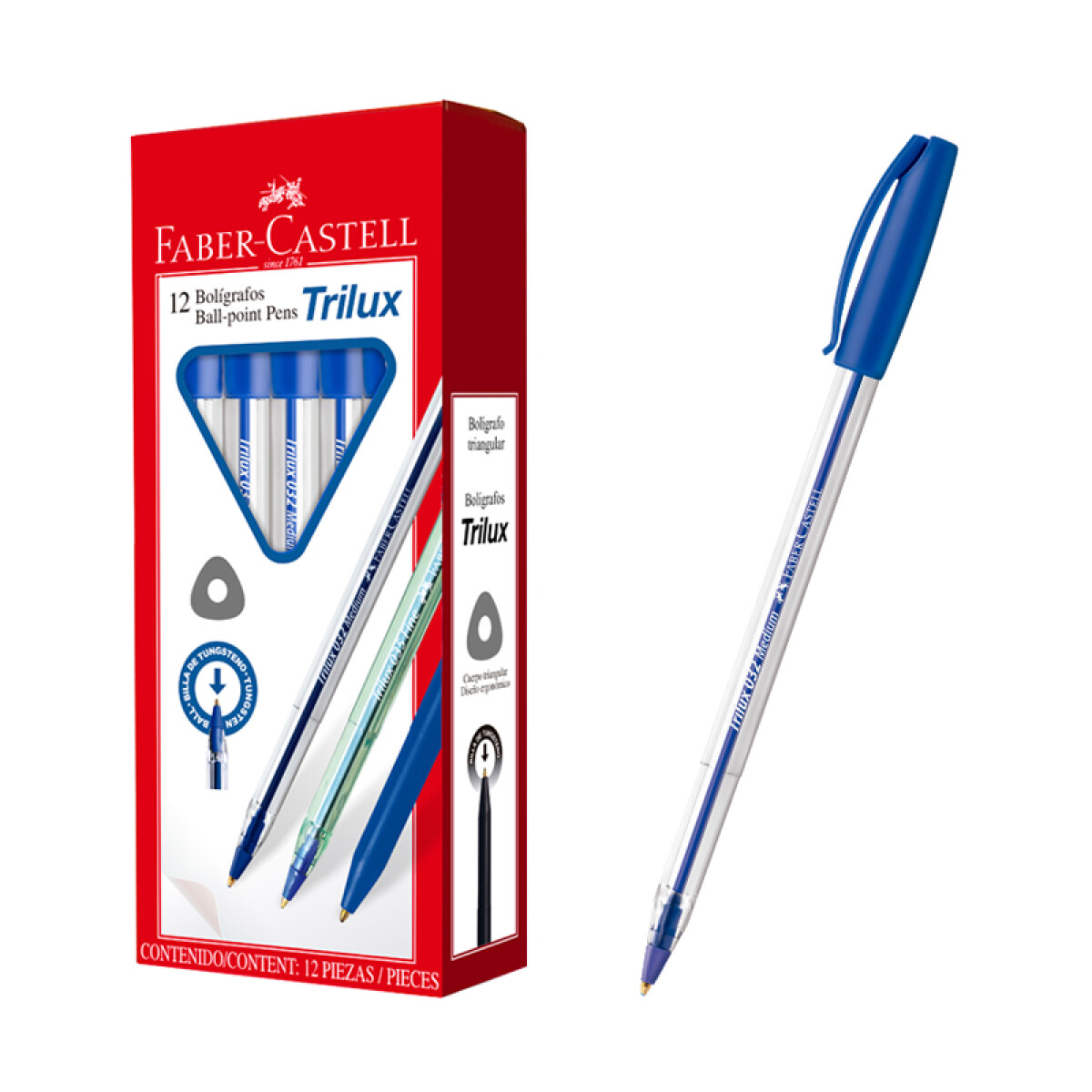 Lapicera FABER CASTEL Trilux | Caja de 12 unidades - | Azul 