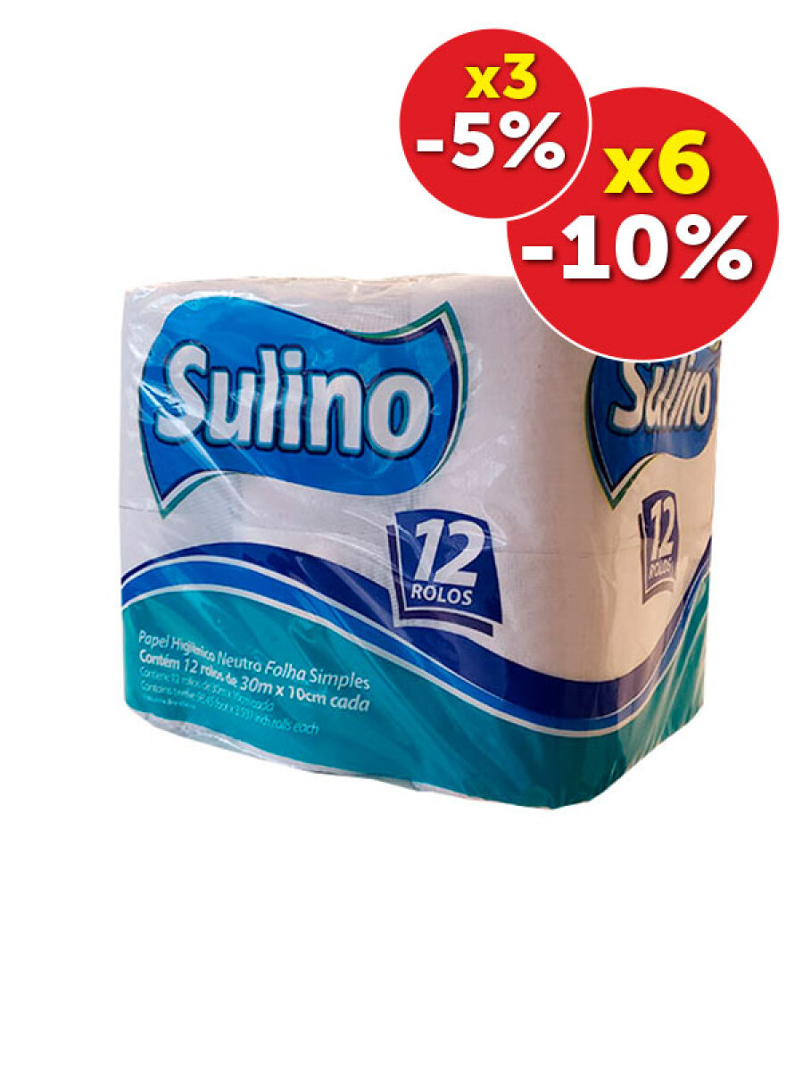 papel higiénico Sulino 12 rollos x 30 mts. 