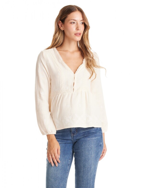 Blusa Algodon Puntilla BEIGE