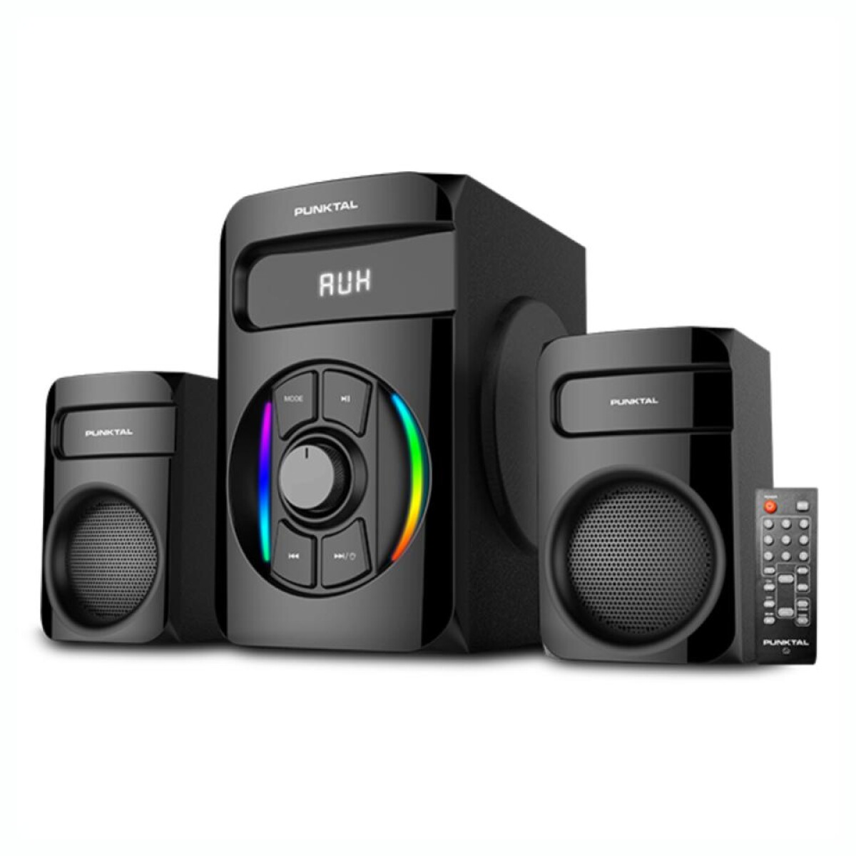 Home Theater PUNKTAL 2.1 437W BT USB Con Control Remoto Luces LED 