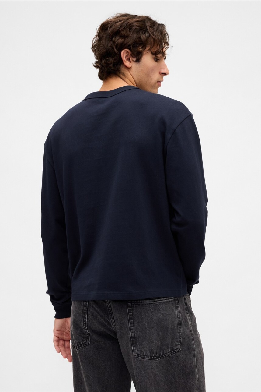 Remera Logo Gap Manga Larga Hombre New Classic Navy