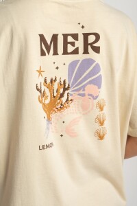 Remera Algodon Lavado Print Mer Arena