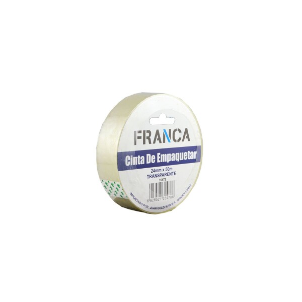 CINTA EMPAQUE TRANSPARENTE 24MM X 50MT FRANCA Cinta Empaque Transparente 24mm X 50mt Franca