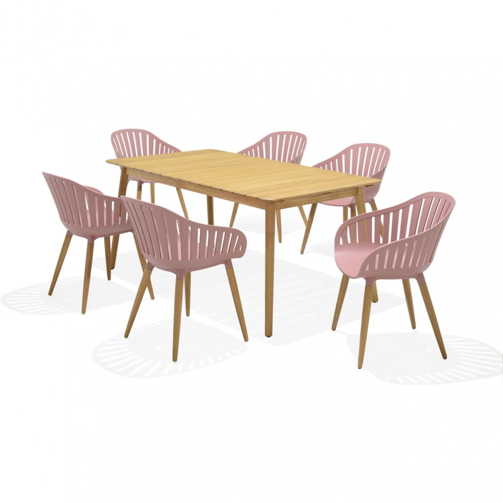 Juego de Jardin 6 sillas y Mesa - Nassau Rosa