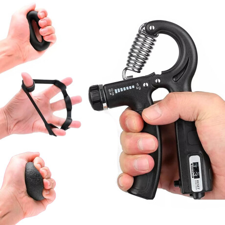 Set Hand Grip Ejercitador Manos x 7 Expert Fitness Negro
