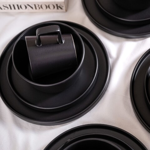 Juego de vajilla cerámica 16 piezas negro Juego de vajilla cerámica 16 piezas negro